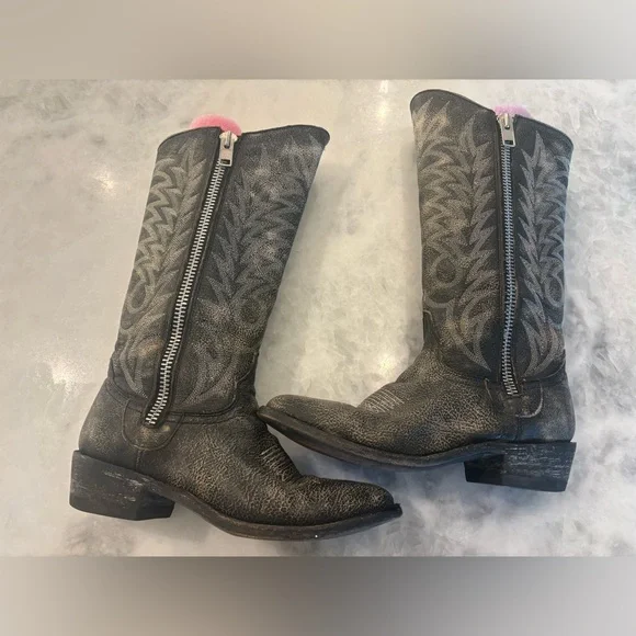 Old Gringo Distressed Black Western Zip Boots Size 7 - Picture 10 of 12